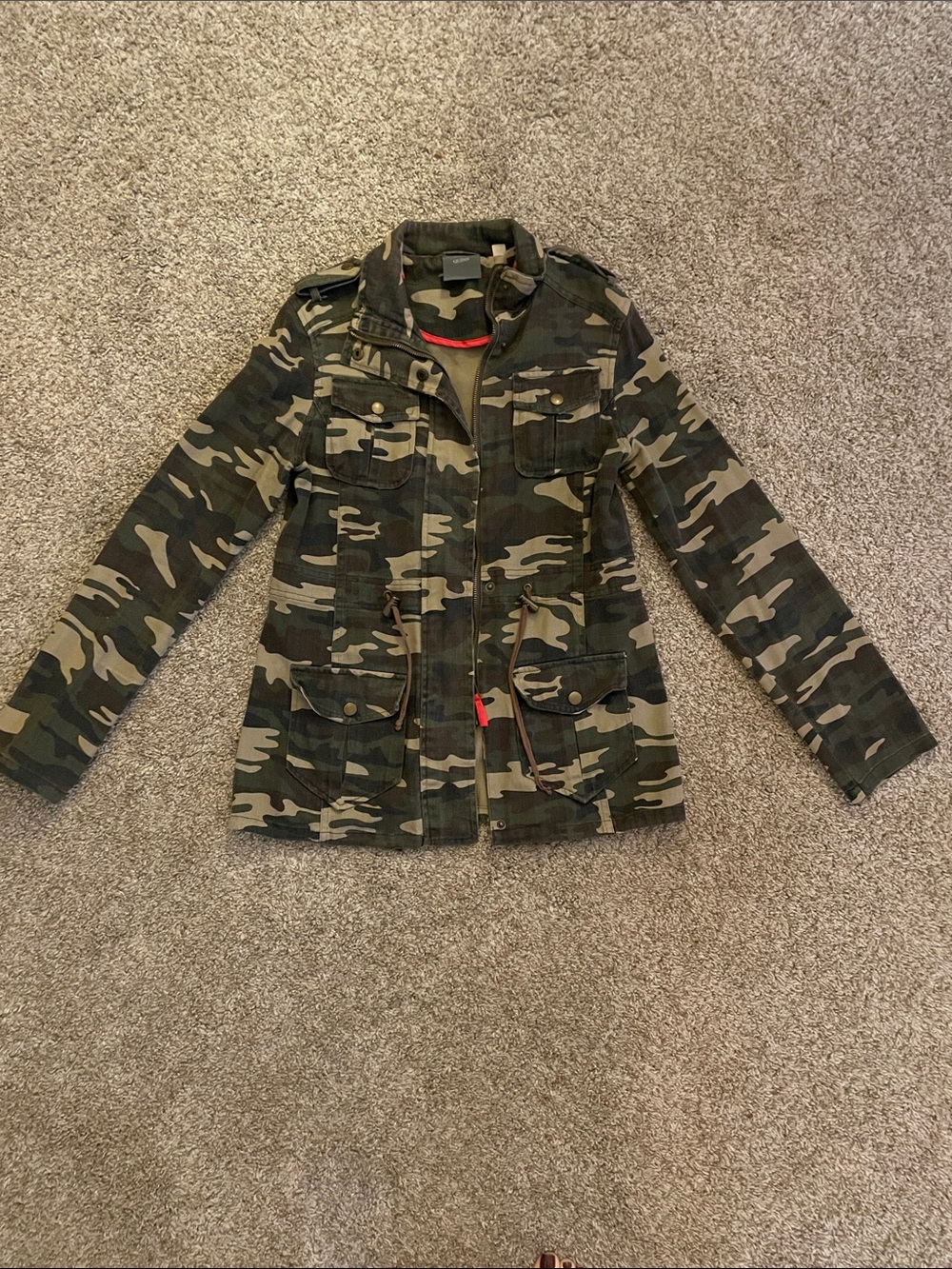 Camo Utility Denim Jacket - Olive Green